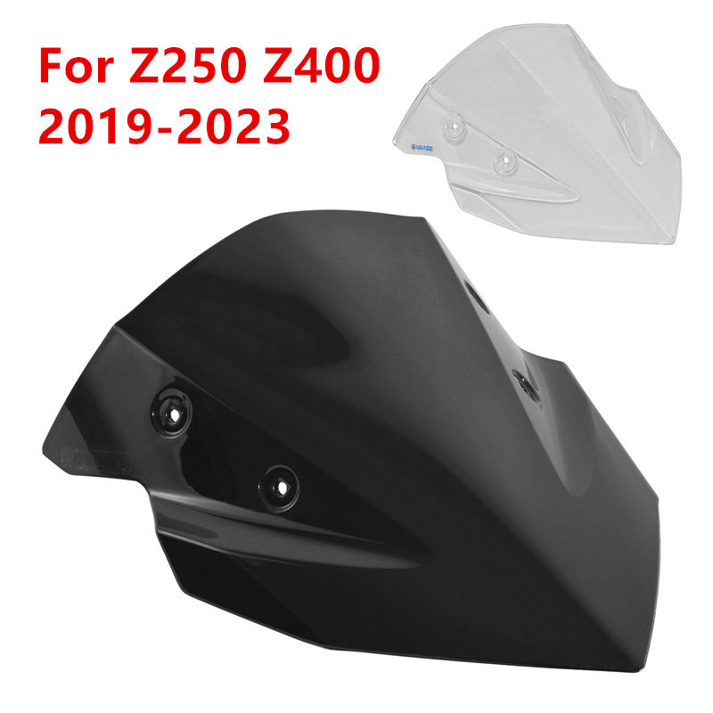 KAWASAKI รถมอเตอร์ไซด์สําหรับKawasaki Z250 Z400 2019 2020 2021 2022 2023 กระจกWind Deflector SHIELDหน้าจอVisorกระจก