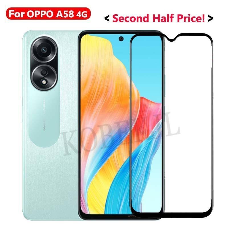 OPPO A58 คุณภาพสูงกระจกนิรภัยเต็มรูปแบบฟิล์ม OPPO A58 A57 A54 A53 A15 A15S 58 OPPOA58 4G ป้องกันหน้า