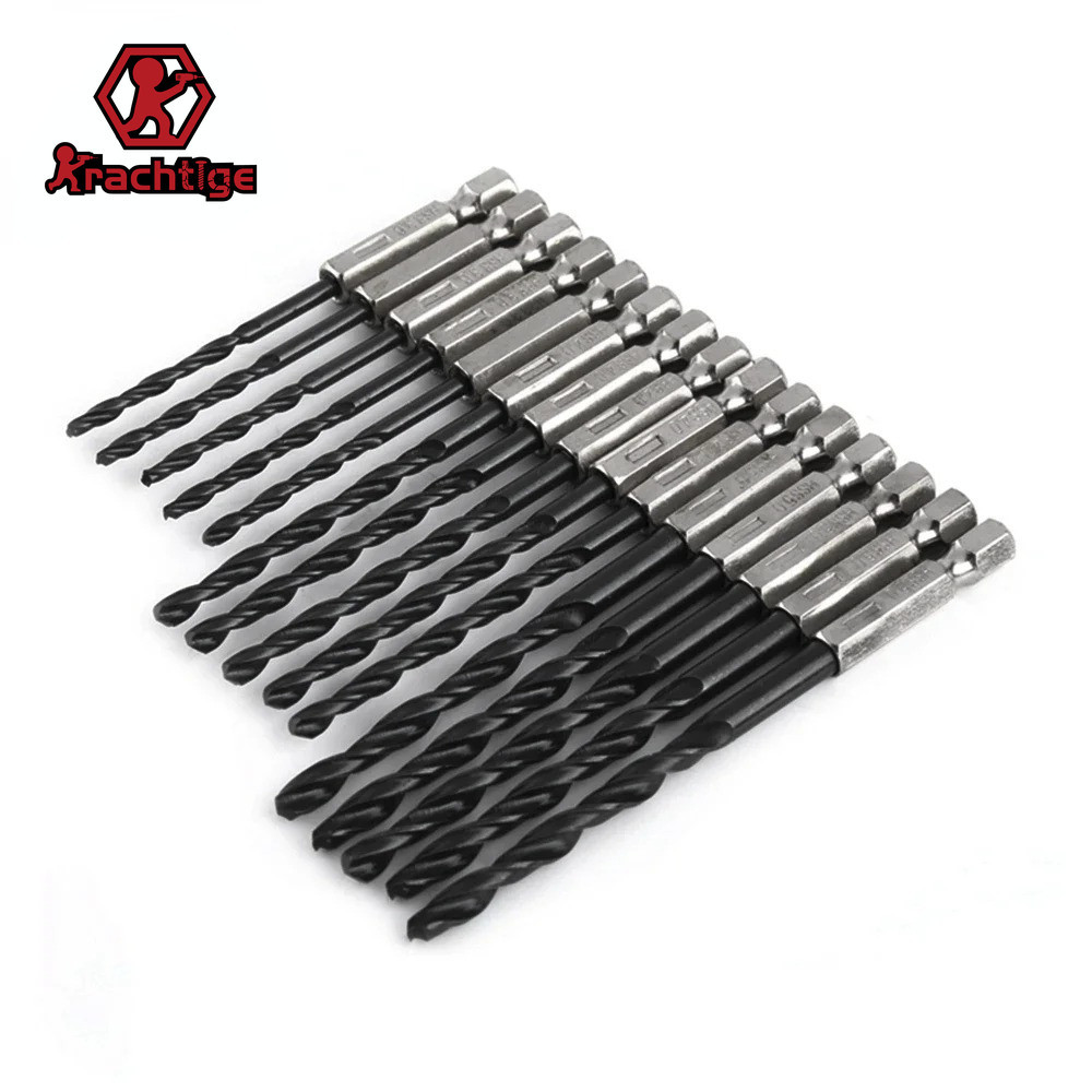 Kractige 15 ชิ้น HSS Twisted เจาะชุด Bit เหล็ก Nitride Saw ชุด 1/4 Hex Shank เจาะสีดําเครื่องมือ /3 มม. 4 มม. 5 มม.