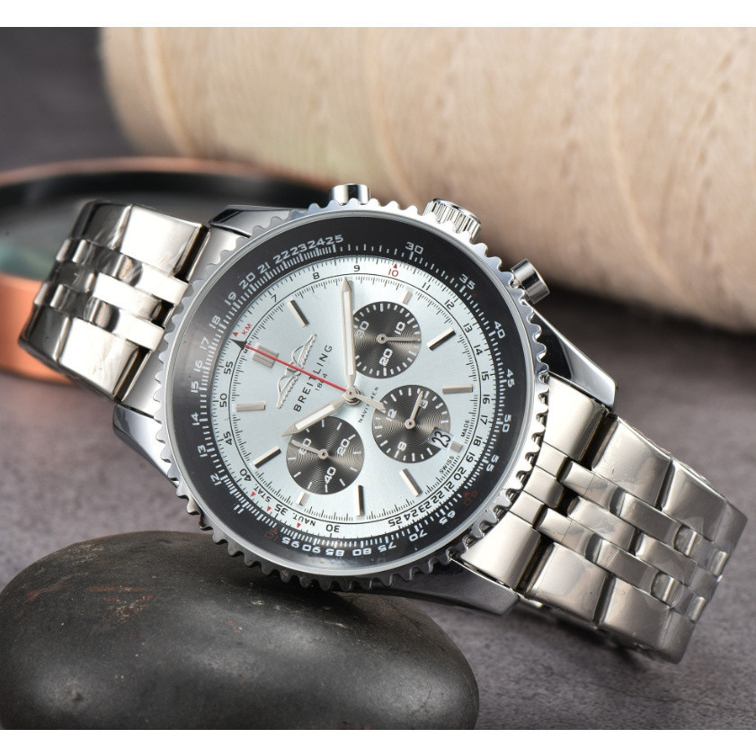 Breitling Century Elf Pilot Air series นาฬิกาข้อมือควอทซ์ สายสเตนเลส โครโนกราฟ 41 มม. สําหรับผู้ชาย