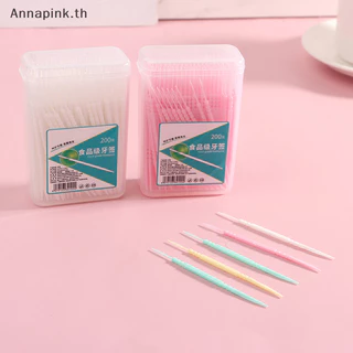 Annapink.th 200 ชิ้น/เซ็ตพลาสติกอ่อน Double- Brushed ไม้จิ้มฟัน Oral Care Floss EN