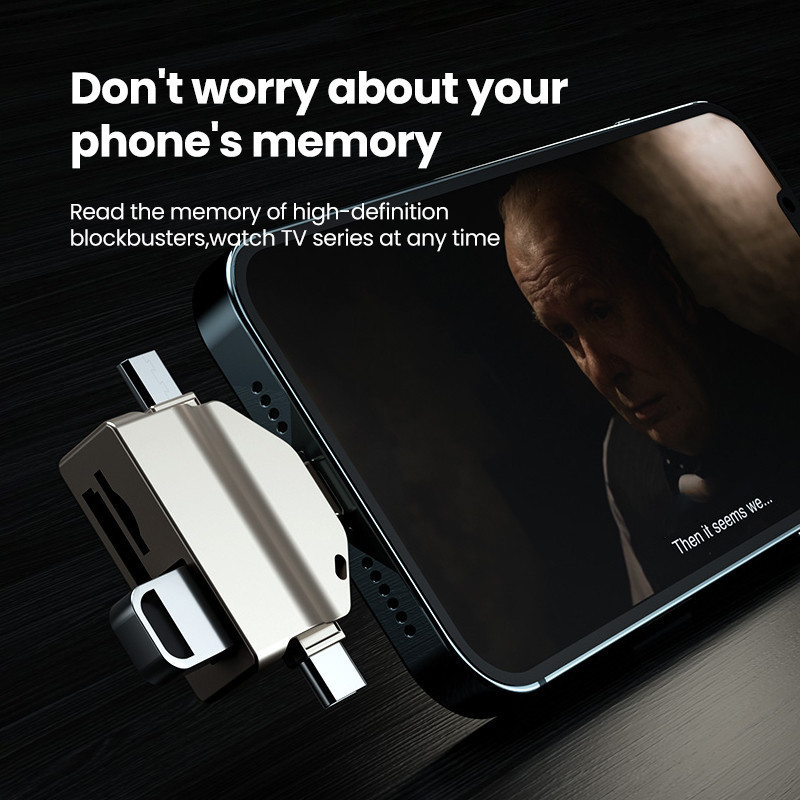 Marjay 6-in-1 อะแดปเตอร์การ์ดรีดเดอร์ Micro Type C OTG USB TF SD