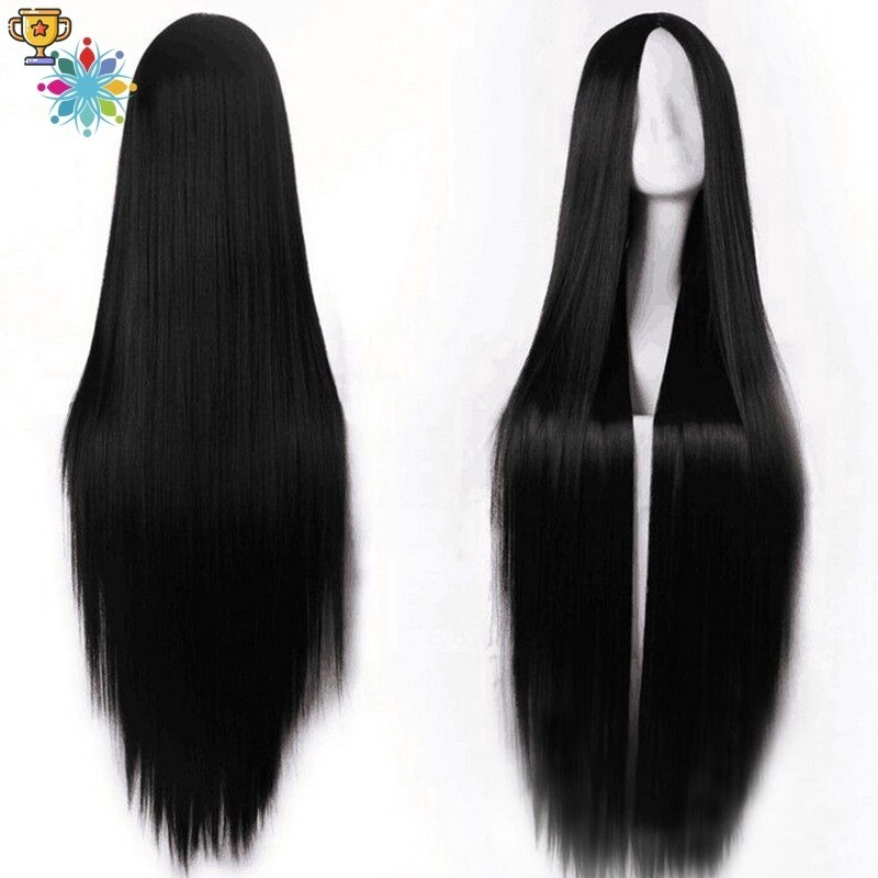 【TR】วิกผมยาว เรียบตรง ทนความร้อน สีดํา สําหรับงานรื่นเริง คอสเพลย์ฮาโลวีน TCH