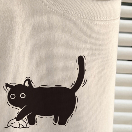 （จัดส่งตลอด 24 ชั่วโมง）Angle offcial ( พร้อมส่งเสื้อเฮีย ) เสื้อ BLACK CAT ผ้านิ่มใส่สบาย cotton 100%
