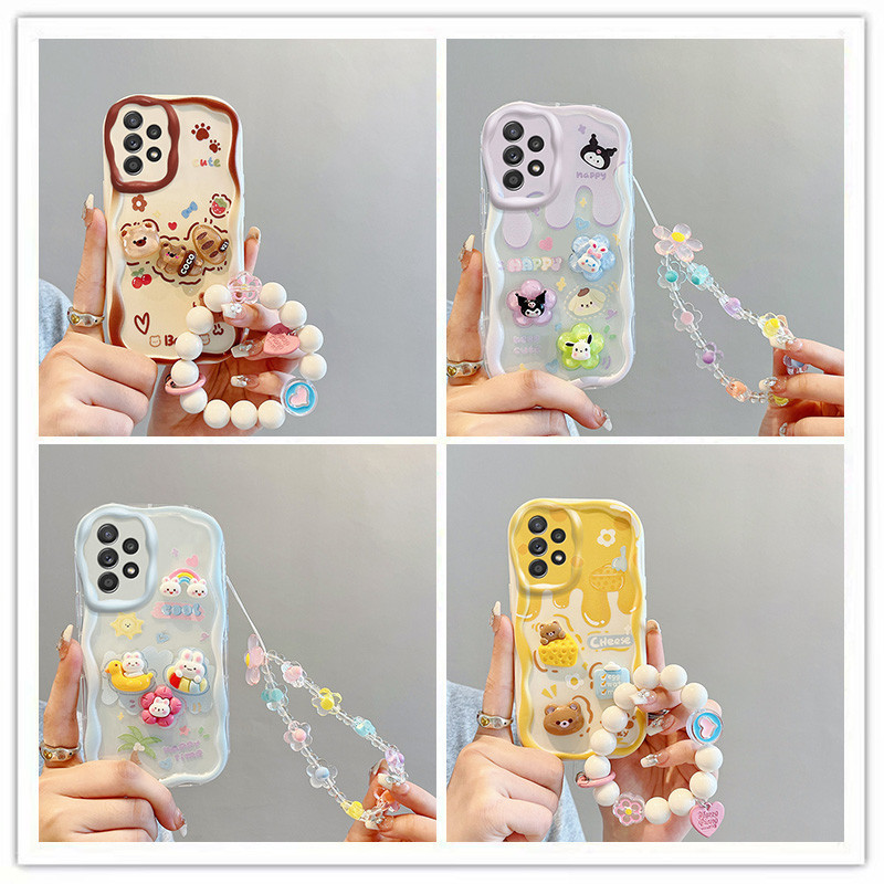 เคส samsung a72 เคสโทรศัพท์มือถือ ลายตุ๊กตา 3D สีครีมน่ารัก สําหรับ samsung a72 a73