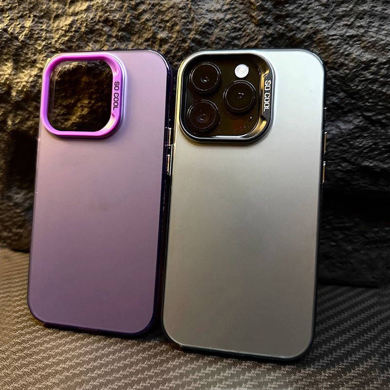 สําหรับiphone 16 15 14 13 12 11 Pro Max X XR XS 7 8Plus SE2 หรูหราธรรมดาMatteสีเลนส์เงินป้องกันArmour Hard Case