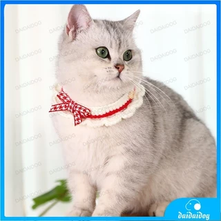 ปลอกคอ ผ้าถัก ประดับโบว์น่ารัก สามารถปรับได้ อุปกรณ์เสริม สําหรับสัตว์เลี้ยง สุนัข แมว