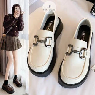 🌸สินค้าเฉพาะจุด🌸อังกฤษ รองเท้าหนัง หญิง ใหม่ ก้นหนา สไตล์วิท…