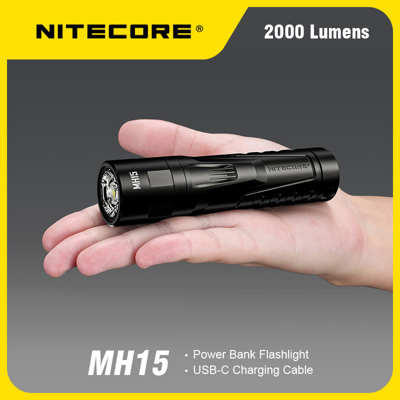 Nitecore MH15 ไฟฉายฉุกเฉิน 2000 Lumens เดินกลางคืน ตั้งแคมป์ ไฟฉุกเฉิน สายชาร์จ USB-C