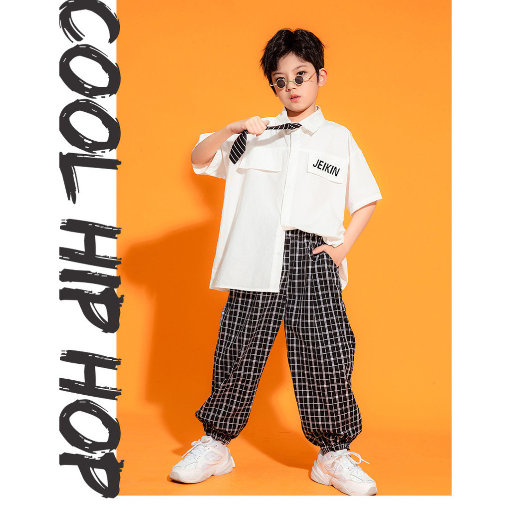 เสื้อยืดแขนสั้น สีขาว สไตล์ฮิปฮอป แฟชั่นฤดูร้อน สําหรับเด็กผู้ชาย และผู้หญิง เด็ก ชุดเชียร์ ฮิปฮอป แจ๊ส ชุด cover dance ชุดการแสดง hiphop ชุดซ้อม ชุดโคฟเวอร์ ชุดเต้น - รูปที่ 4