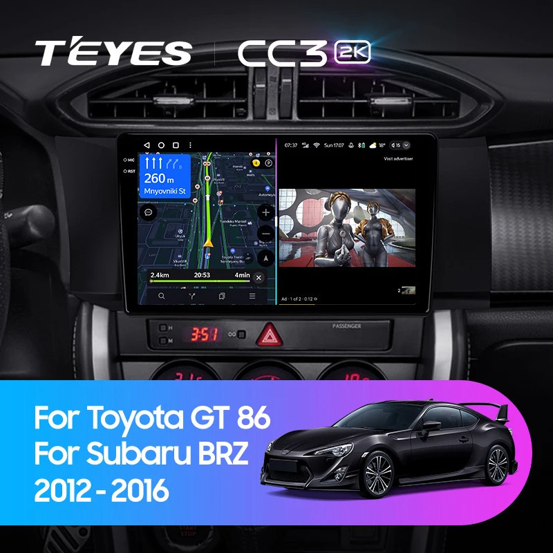 Teyes แผ่น dvd เครื่องเล่นมัลติมีเดีย วิทยุ CC3L CC3 2K สําหรับ Toyota GT 86 Subaru BRZ LHD RHD 2012-2016 GPS Android 10 No 2din 2