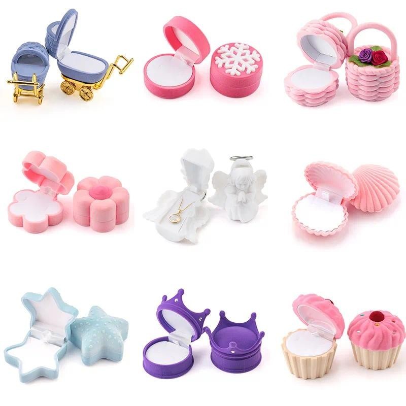 กล่องกํามะหยี่น่ารัก 16 แบบ สําหรับใส่เครื่องประดับ ต่างหู สร้อยคอ สร้อยข้อมือ แหวนแต่งงาน 1 ชิ้น