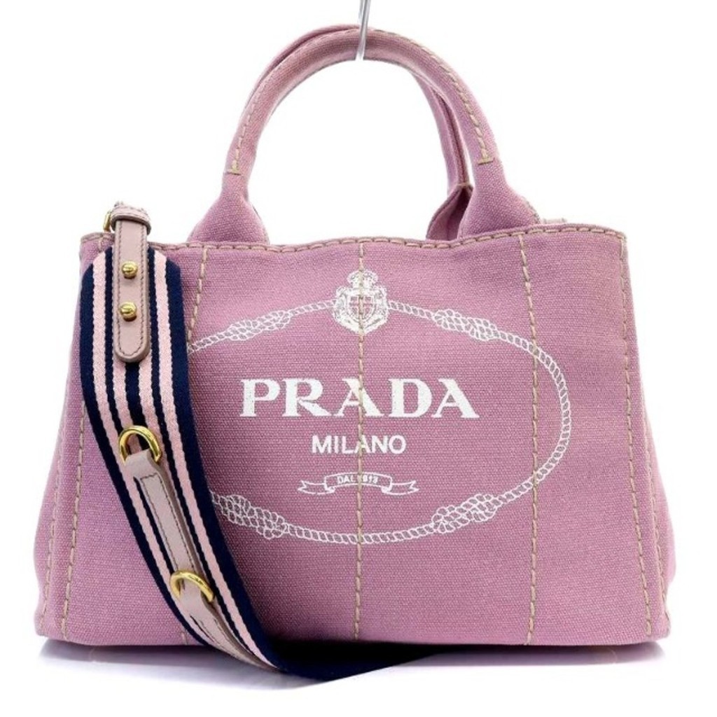 Prada Canapa Tote Bag Shoulder Bag 2 Way Purple 1BG439 Direct from Japan Secondhand