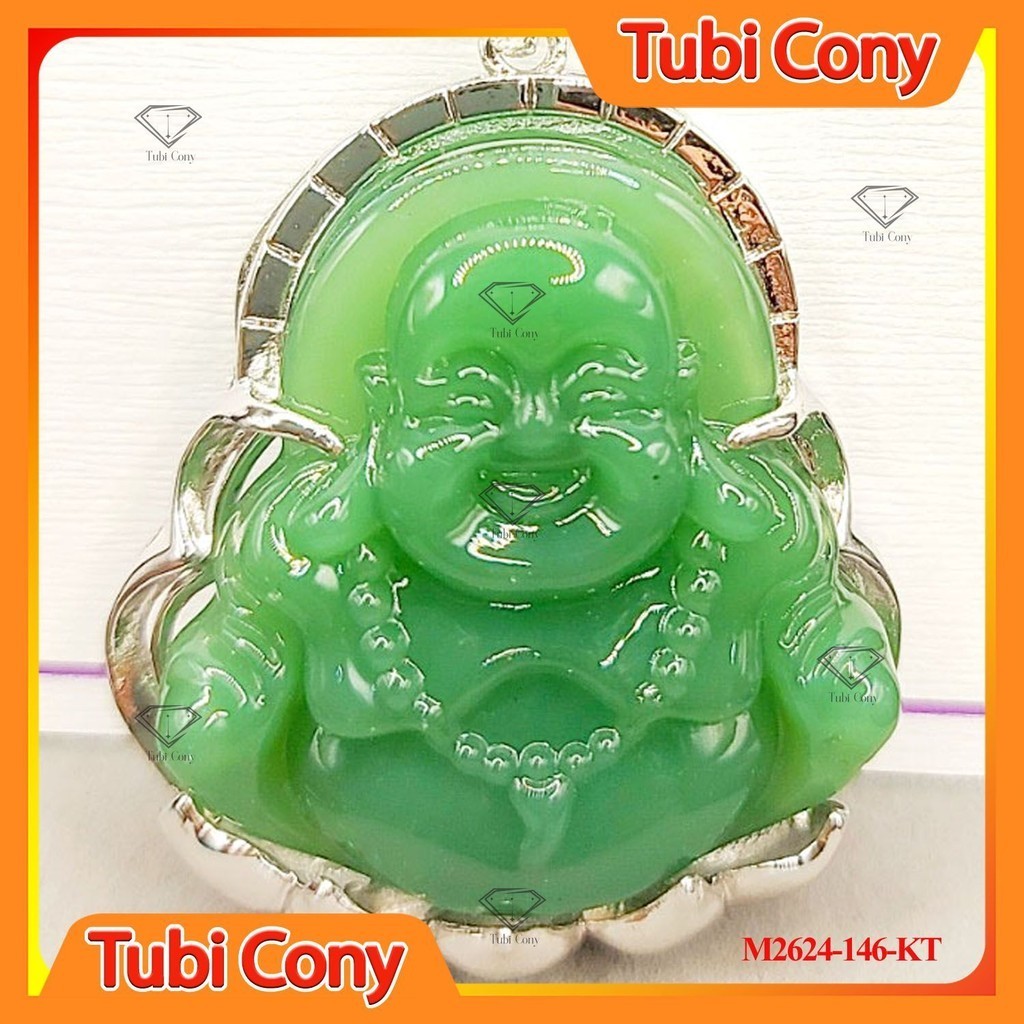 จี้พระ Maitreya (4 -5 ซม.) Tubi Cony Blue พร้อมขอบสีขาว M2923-115 - Peace - Happy Optimism