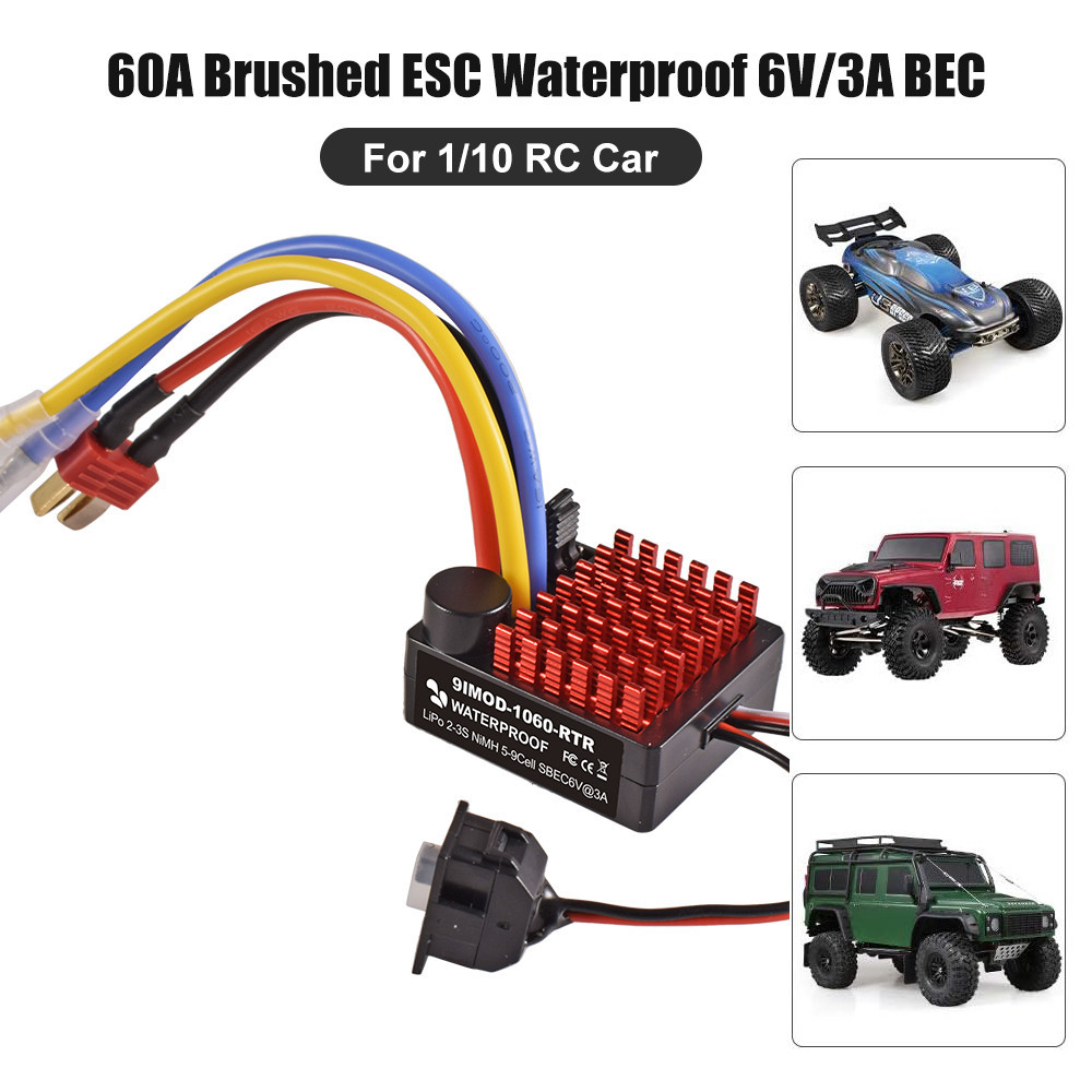 9imod 1060 RTR 60A ESC อุปกรณ์ควบคุมความเร็วอิเล็กทรอนิกส์ 2-3S กันน้ํา สําหรับ 1/10