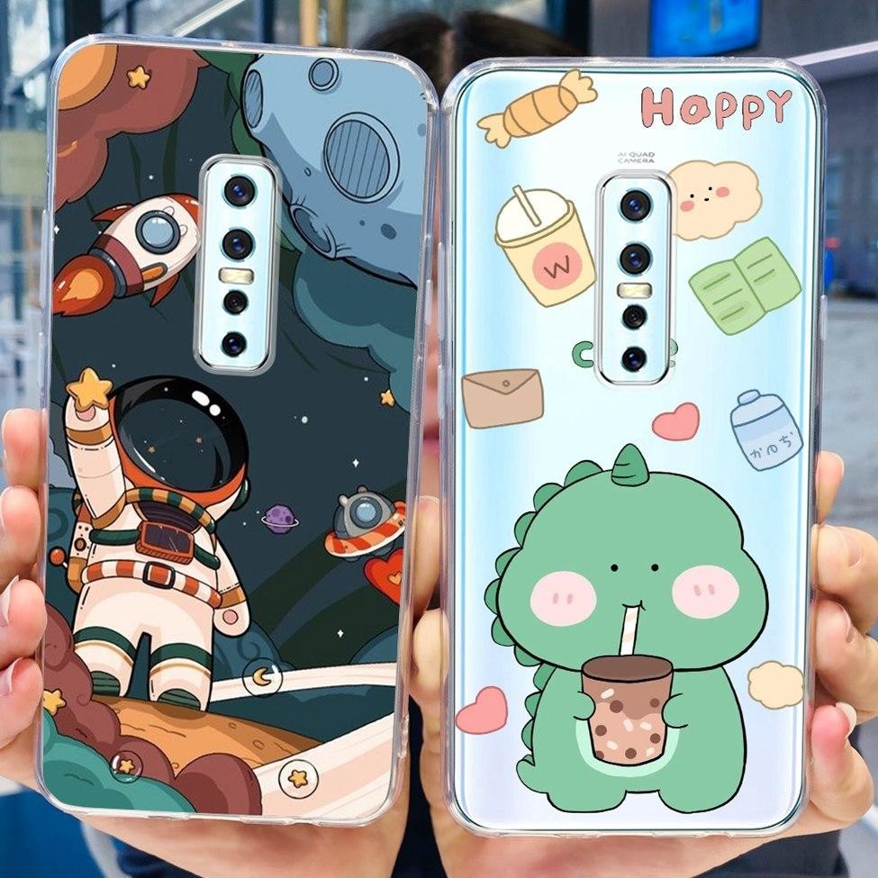 เคส Vivo V17 Pro เคส 1909 1910 แฟชั่น ดอกไม้น่ารัก แมว กันกระแทก เคสกันชน Vivo V17 Pro เคสโทรศัพท์ TPU ใส - รูปที่ 3