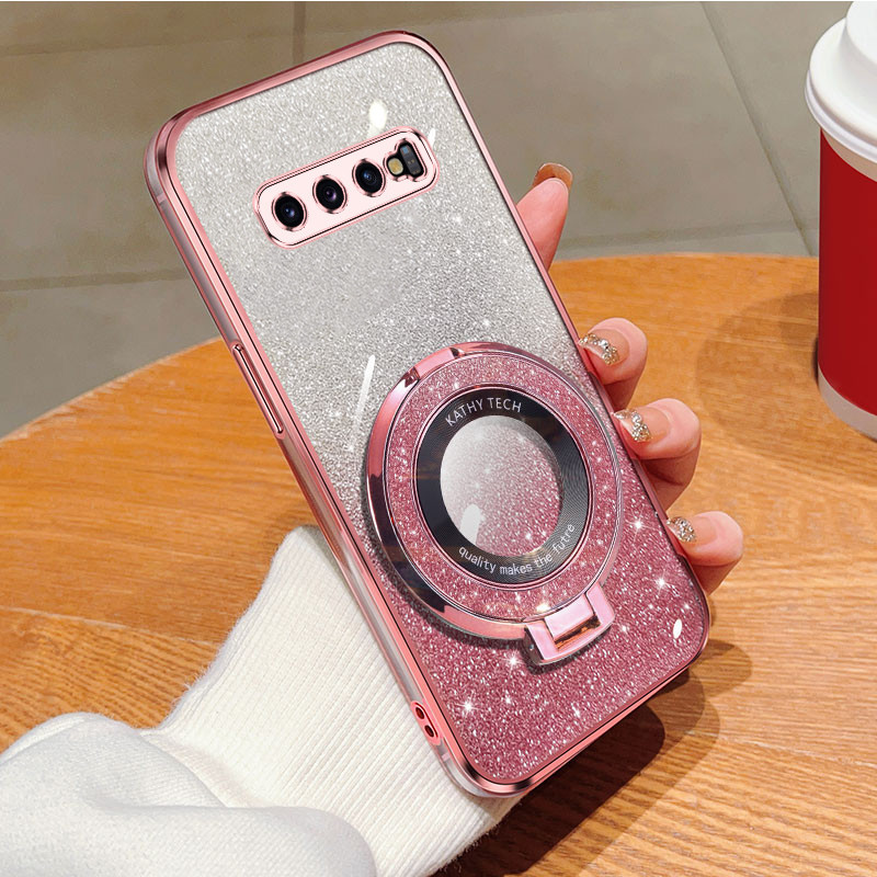 เคส Samsung Galaxy S10 S9 S8 Plus วงกลม ขาตั้ง วงเล็บ กลิตเตอร์ ผง เคสป้องกัน นิ่ม