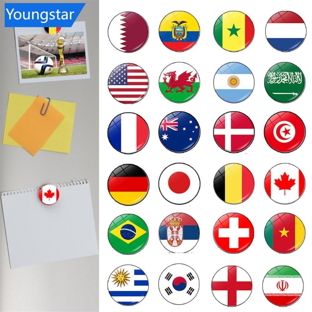 [ForeverYoung] สติกเกอร์แม่เหล็ก ลายธงชาติฟุตบอล World Cup 3D สําหรับติดตกแต่งตู้เย็น S9Y5