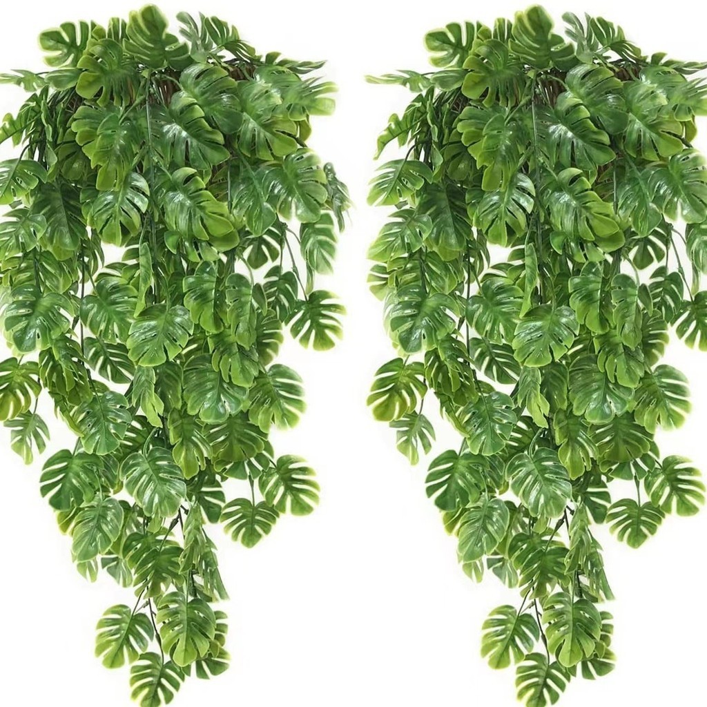 ต้นไม้ปลอม เถาใบเต่าปลอม สีเขียว ใบไม้ปลอม สําหรับแขวนตกแต่งผนังบ้าน DIY สวน ของแต่งบ้าน ของแต่งร้าน