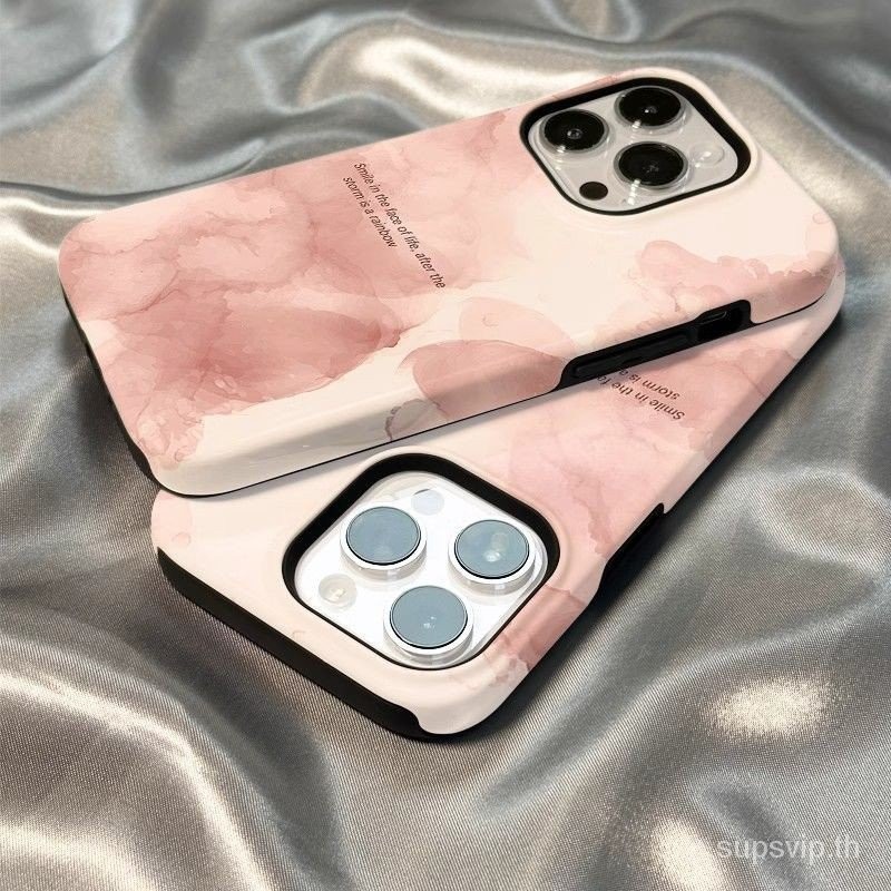 2 in 1 เคสโทรศัพท์มือถือแบบแข็ง สองชั้น กันกระแทก ลายสีน้ํา สําหรับ iPhone 11 12 pro max 11promax 13