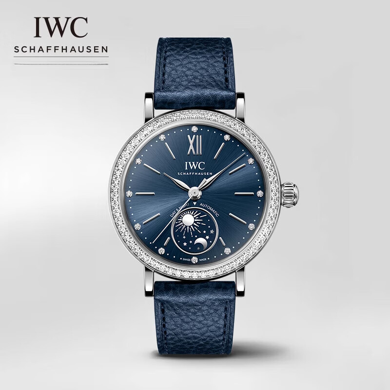 Iwc (IWC) IWC IWC Fino Series Day Night Display นาฬิกาข้อมืออัตโนมัติ 34 Swiss Watch สีฟ้า สําหรับผู้หญิง