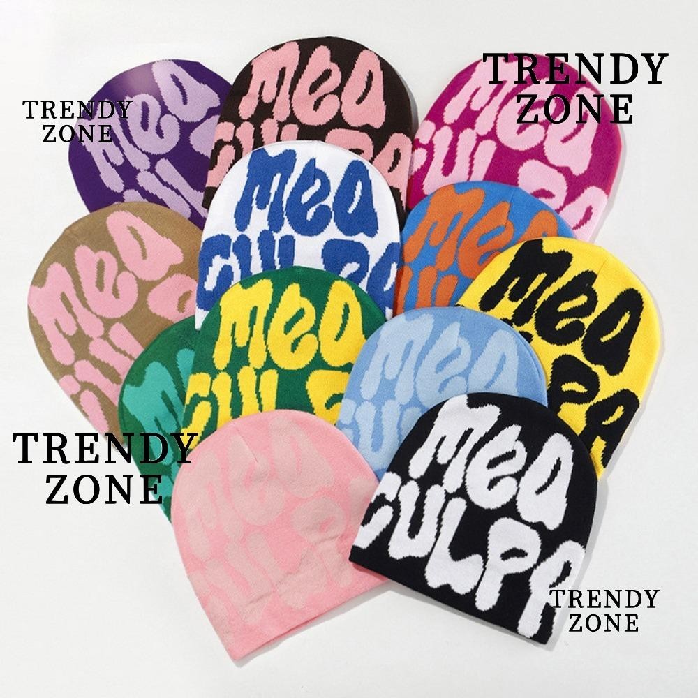 Trendyzone หมวกถัก ลายกะโหลก สไตล์ฮิปฮอป ให้ความอบอุ่น Y2k