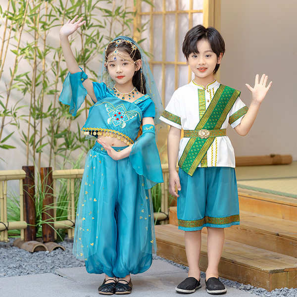 ชุดไทยเด็กชุดไทยเด็กผู้ชาย ชุดไทยเด็กผู้หญิง เสื้อผ้าฤดูร้อนของเด็กชายและเด็กหญิง, ชนกลุ่มน้อยยูนนาน, ชุดได, ชุดนาฏศิลป์ไทยอินเดียสําหรับเด็ก, ชุดการแสดงระดับอนุบาล