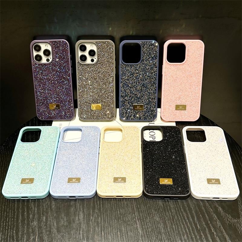 SWAROVSKI เคสโทรศัพท์มือถือ ประดับเพชรคริสตัล พลอยเทียม หรูหรา สําหรับ iPhone 15 Plus 15 Pro Max 15