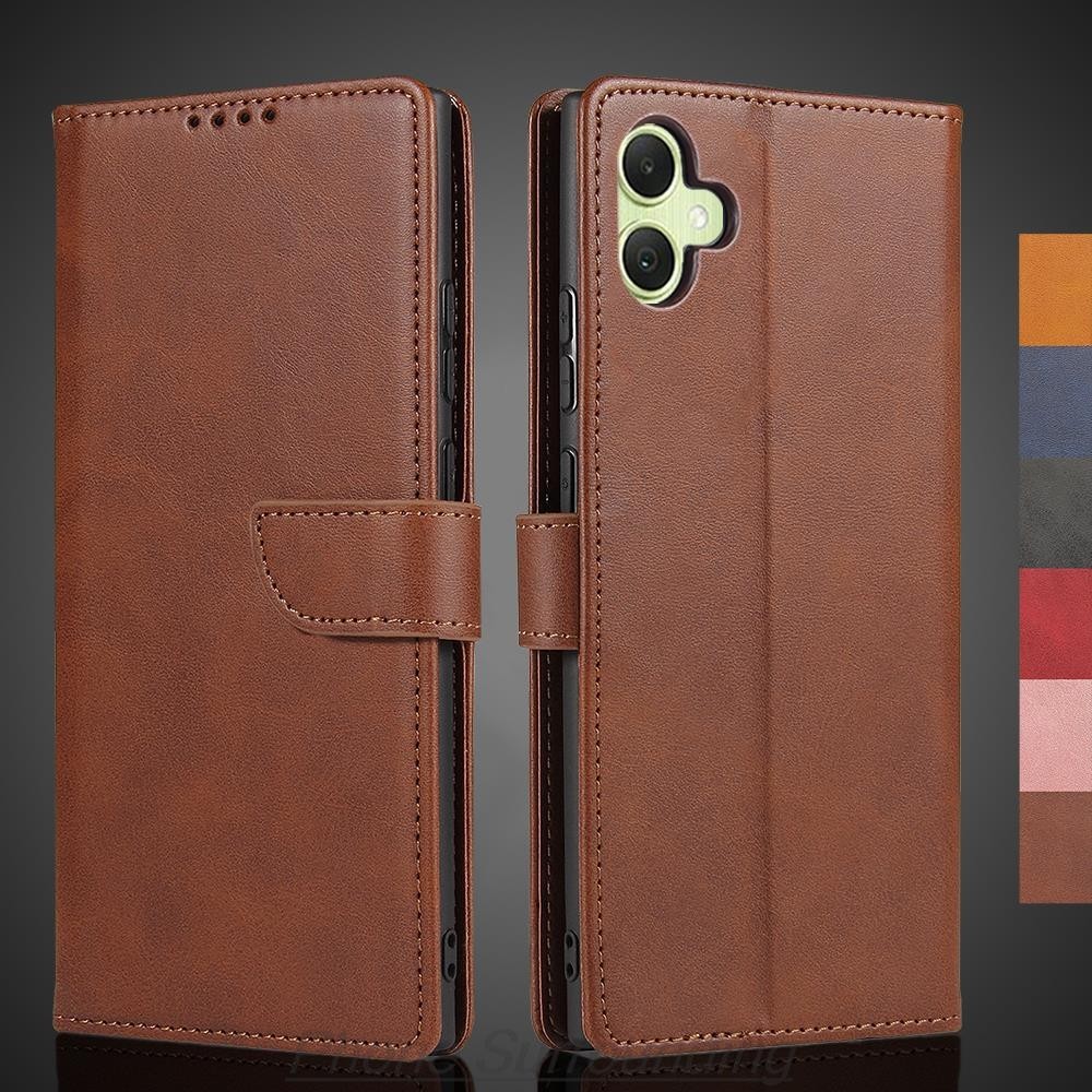 สําหรับ Samsung Galaxy A06 6.7 นิ้ว SM-A065F A065M กระเป๋าสตางค์หนังแท้ Top Skin-sensation Viewing Stand Card Slot Flip Folio Cover
