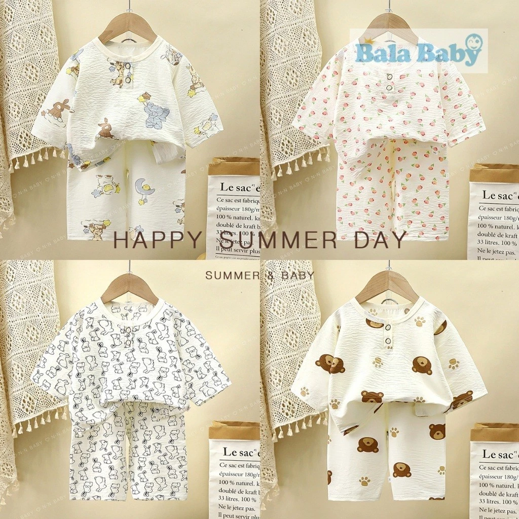 ชุดนอนเด็ก 5 ส่วน เสื้อผ้าเด็ก เสื้อ+กางเกง พิมพ์ลายน่ารักๆ Size80-120 cm  SYC09 thumbnail 3