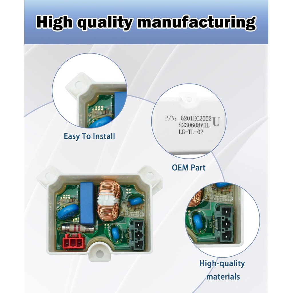 ชุดกรองเสียงรบกวน 6201EC2002U ที่ได้รับการปรับปรุง ใช้ได้กับเครื่องซักผ้าและเครื่องล้างจาน LG และ Ke