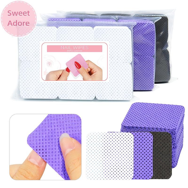 Sweetadore Lint Free ผ้าเช็ดเล็บ, ผ้าเช็ดกาวต่อขนตา 300 ชิ้น, แผ่นทําความสะอาดกาว Lash, ผ้าเช็ดกาว, สําลีสําหรับทําความสะอาด TH