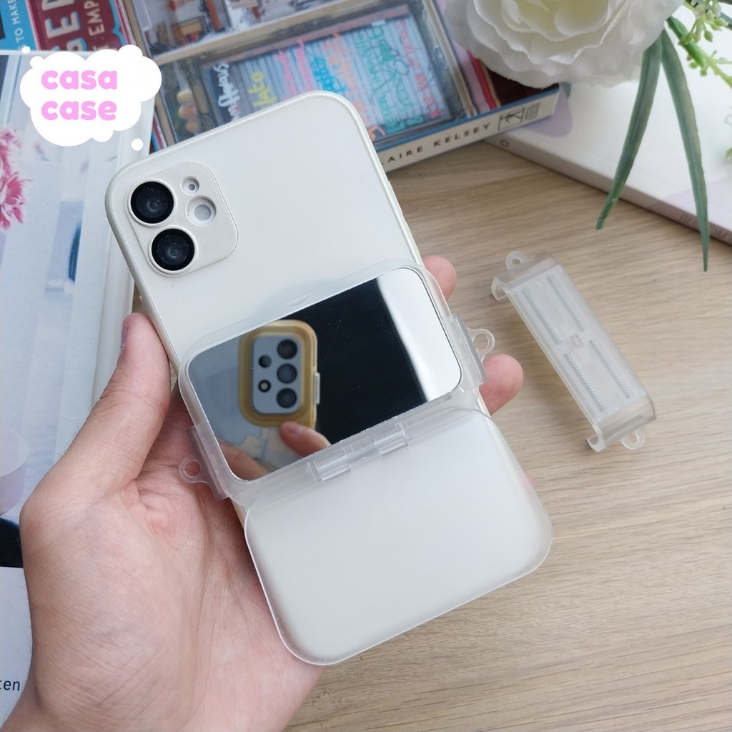 คลิปหนีบโทรศัพท์ มีกระจก DIY ใส่สายห้อยได้ พกพาง่ายไม่เกะกะ