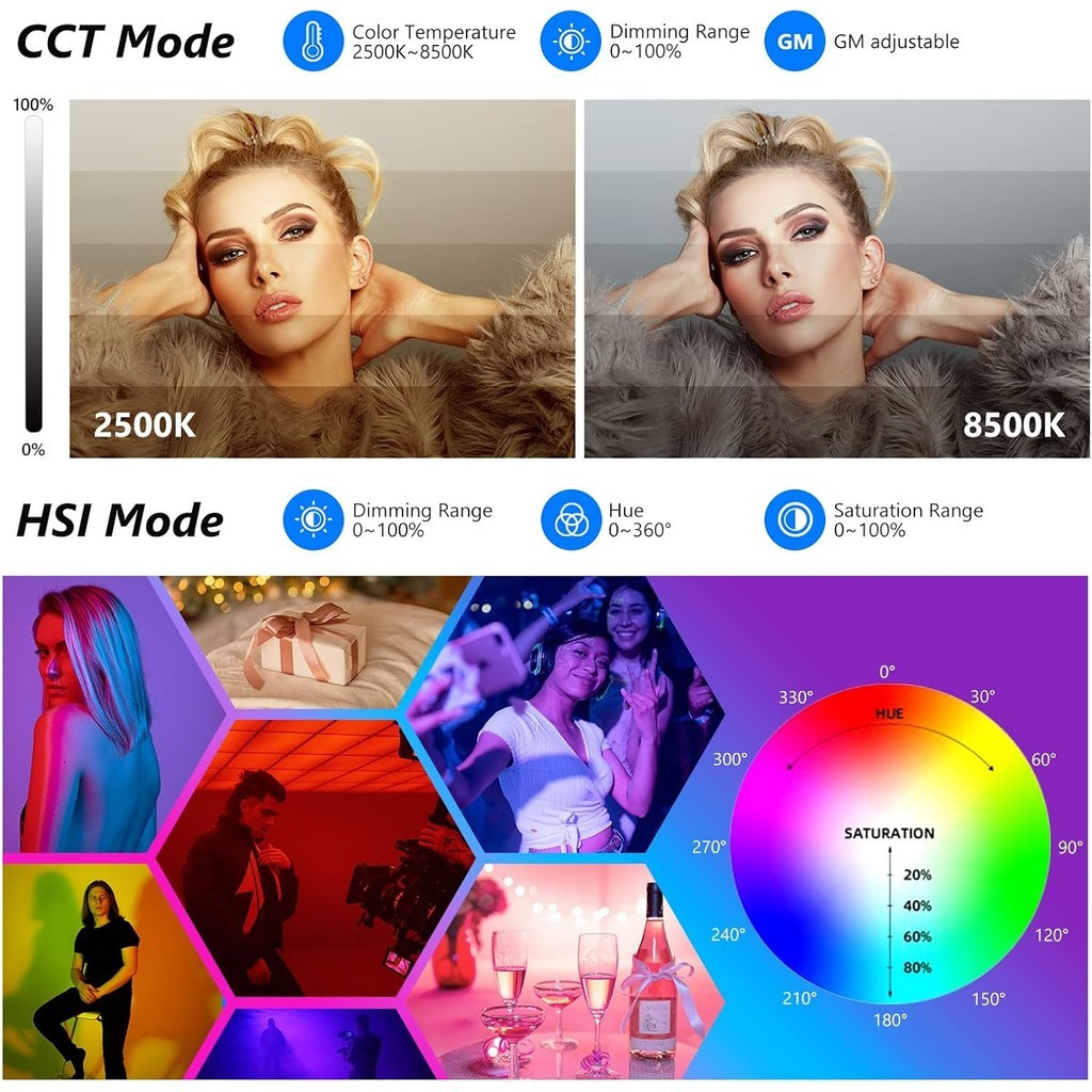 Neewer 60W 18.3 RGB LED Video แผงไฟอ่อนพร้อม APP ควบคุม 360°ครบสี