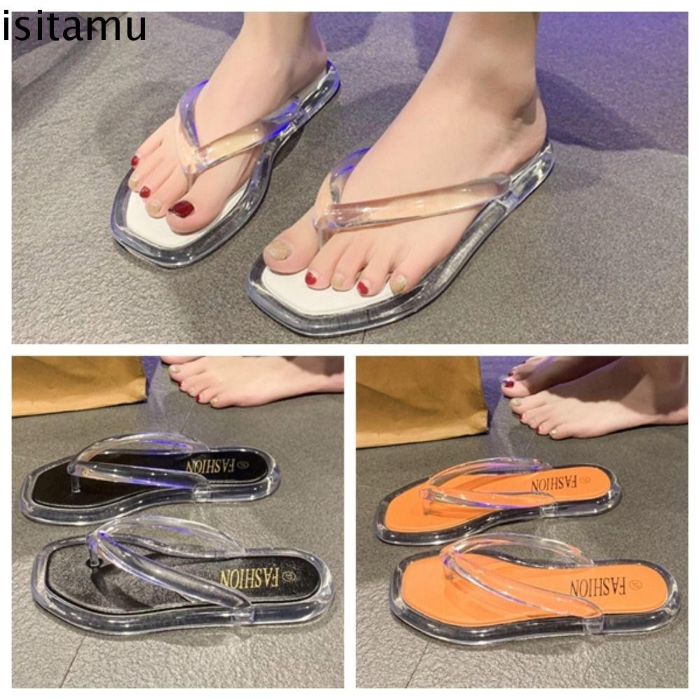 Isitaft Flip Flops รองเท้าแตะ,โปร่งใสฤดูร้อนรองเท้า,Elegant Out Wear Beachwear Anti Slip Platform Fl