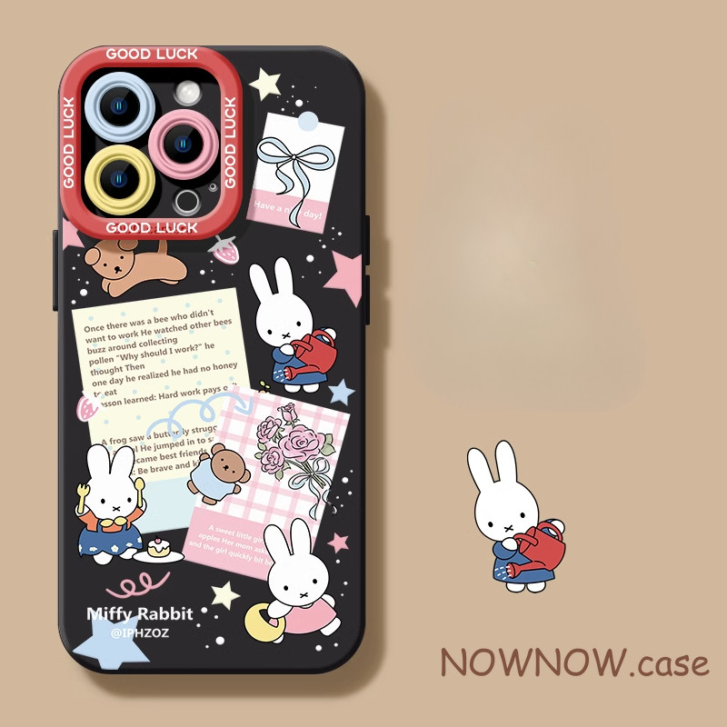 สําหรับ IPhone 16 15 14 13 12 11 Pro Max X XR XS Max 7 8 Plus การ์ตูนน่ารัก Miffy กระต่ายเคสโทรศัพท์ปกอ่อน