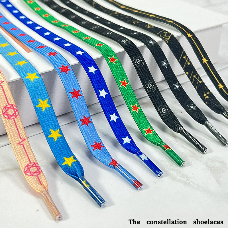 (2ชิ้น)เชือกผูกรองเท้าดาวสีดําและสีขาวเข้ากันได้กับ อจ1ของ1รองเท้าลําลองความยาว: 120ซม., 140ซม