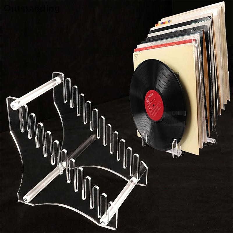 ผู้ถือแผ่นเสียงไวนิลใสที่โดดเด่นชั้นเก็บบันทึกไวนิลอเนกประสงค์ชั้นวางจอแสดงผลอะคริลิยืนการจัดเก็บสําหรับ12อัลบั้มใหม่