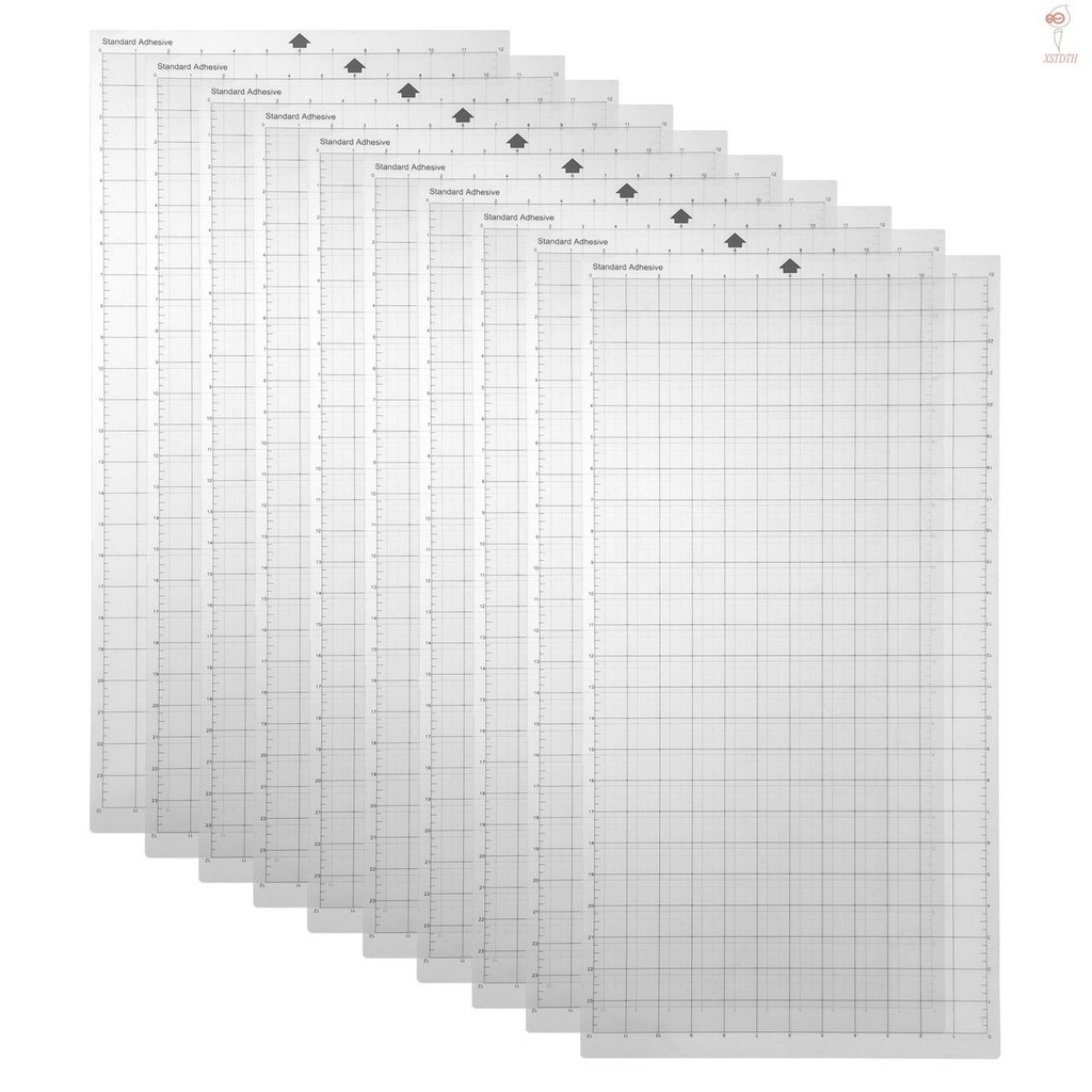แผ่นรองตัด แบบใส พร้อมตารางตวง 12x24 นิ้ว แบบเปลี่ยน สําหรับเครื่องพล็อตเตอร์ Silhouette Cameo Cricut Explore Plotter Machine 10 ชิ้น