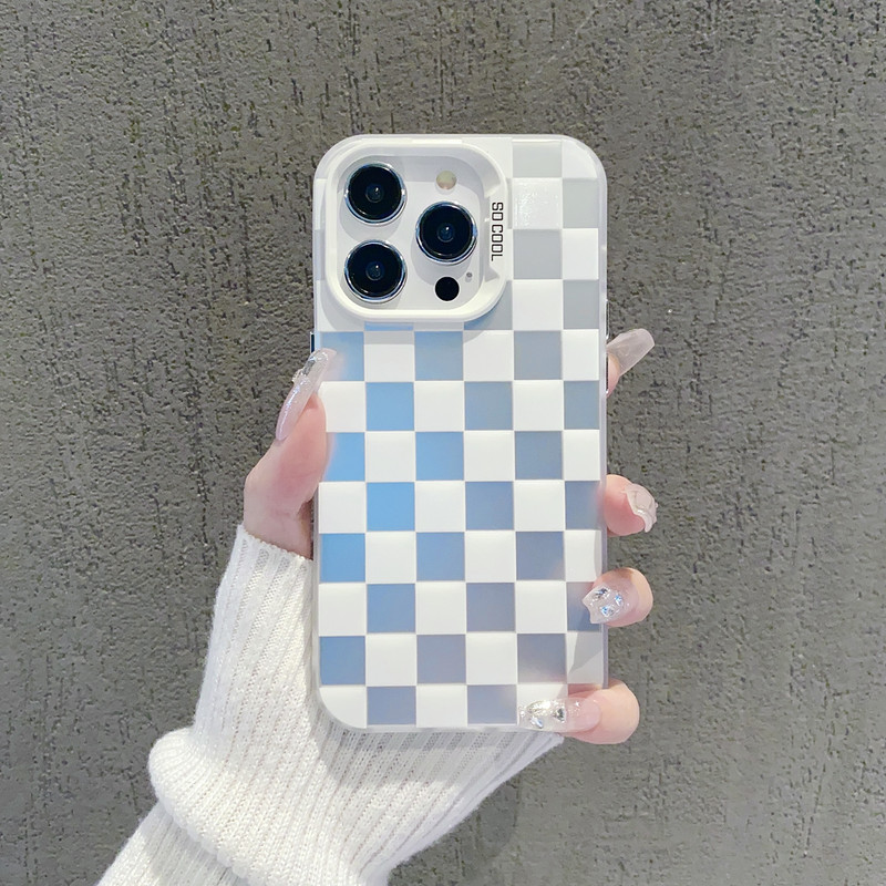เคส iphone เหลา IP 11 12 IP 13 14 15plus 13 14 15 PROMAX ตารางสีสันสดใสป้องกันการตก ป้องกันสิ่งสกปรก เคสโทรศัพท์ปุ่มโลหะที่ทนทาน