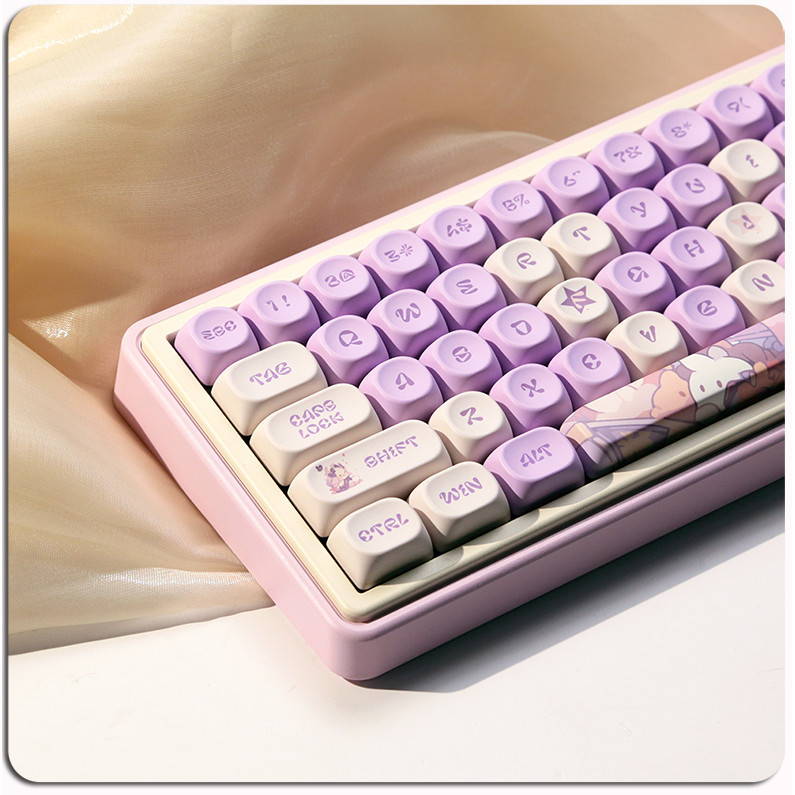 ปุ่มกดคีย์บอร์ด PBT moa Lolita Bunny Big-eyed Frog Butter Candy Rainbow Gradient Keycap Milk Purple Mechanical Keycap Cute Round For Alice Lofree