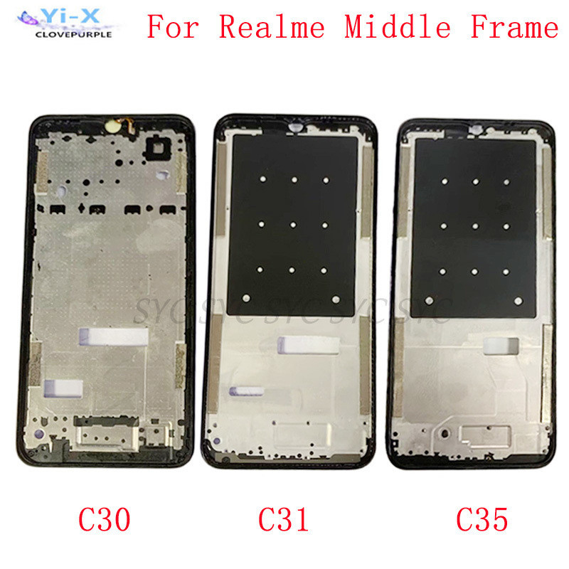 อะไหล่กรอบกลาง จอ LCD แบบเปลี่ยน สําหรับ Realme C30 C31 C35 1 ชิ้น