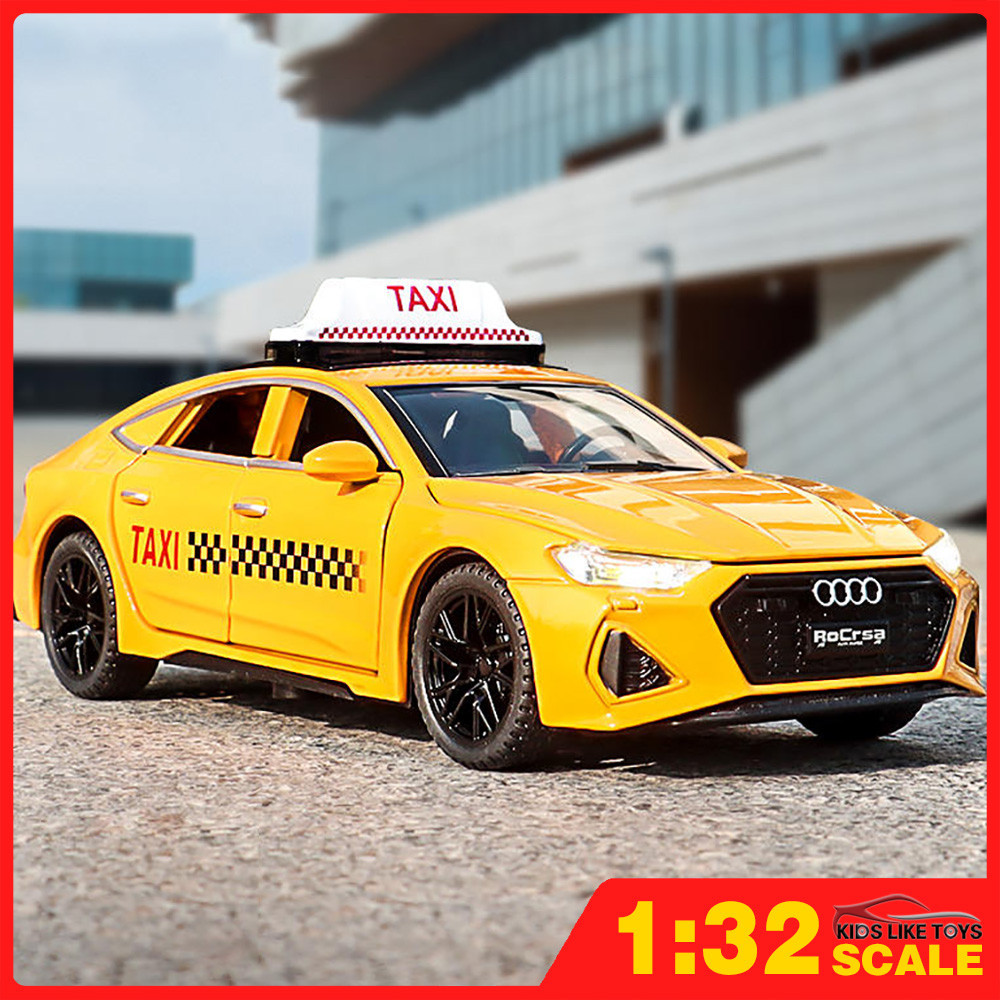 Klt โมเดลรถแท็กซี่จําลอง 1:32 Audi RS7 โลหะผสม ของเล่นสําหรับเด็กผู้ชาย