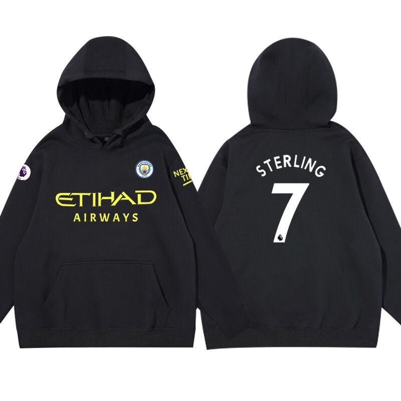 เสื้อกีฬาแขนสั้น ลายทีม Manchester City เบอร์ 22-23 ชุดเหย้า 9 Haaland No. เสื้อแจ็กเก็ตกันหนาว มีฮู้ด ลายฟุตบอล 7 Sterling SIZE XS-4Xl สําหรับผู้ชาย