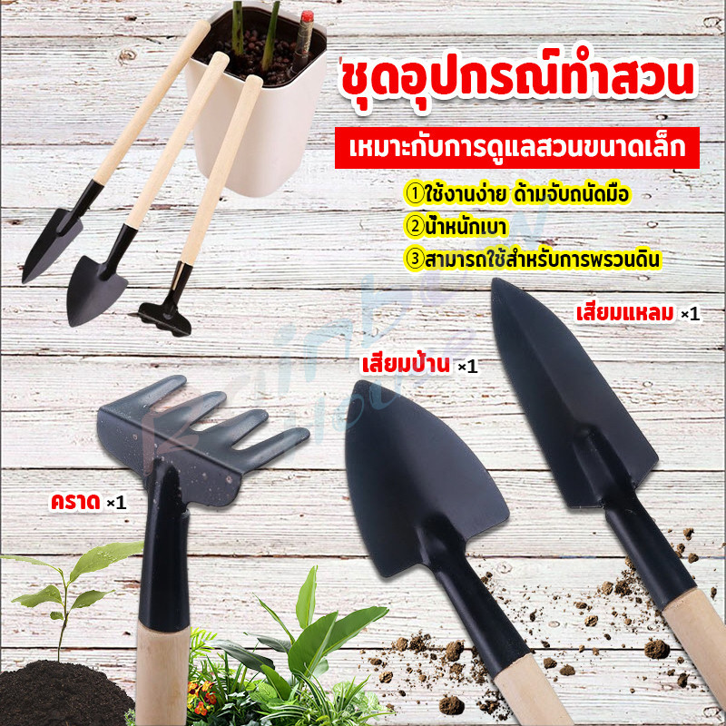 Rainbow อุปกรณ์ทำสวน เครื่องมือทำสวน ชุดมินิ จำนวน 3ชิ้น ชุดเซตทำสวน มินิชุดปลูกต้นไม้จิ๋ว Mini Gardening tools