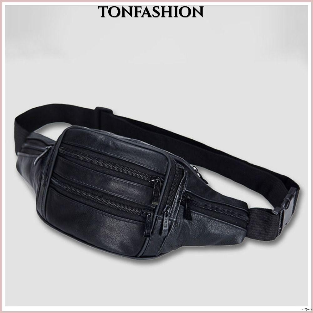 Tonfashion กระเป๋าคาดเอว หนังแท้ กันน้ํา มีซิป จุของได้เยอะ ใส่โทรศัพท์มือถือได้ สําหรับพนักงานไซต์