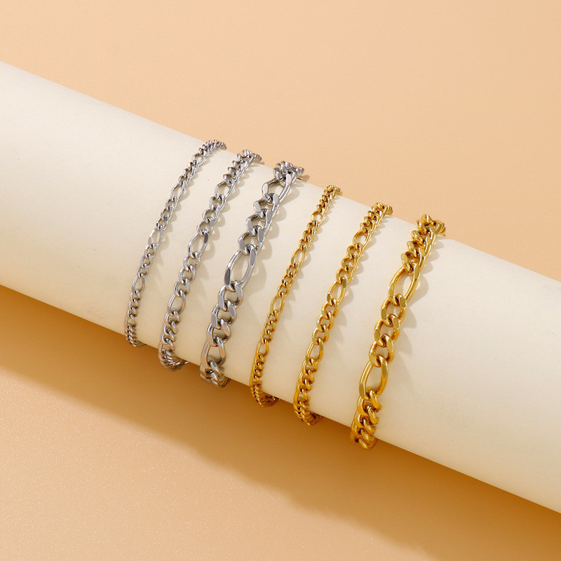 สร้อยข้อมือ Figaro ทอง 18k ใหม่ สร้อยข้อมือเงิน 925 เทรนด์ ทอง 18K แฟชั่นเครื่องประดับส่วนบุคคลโซ่คู่