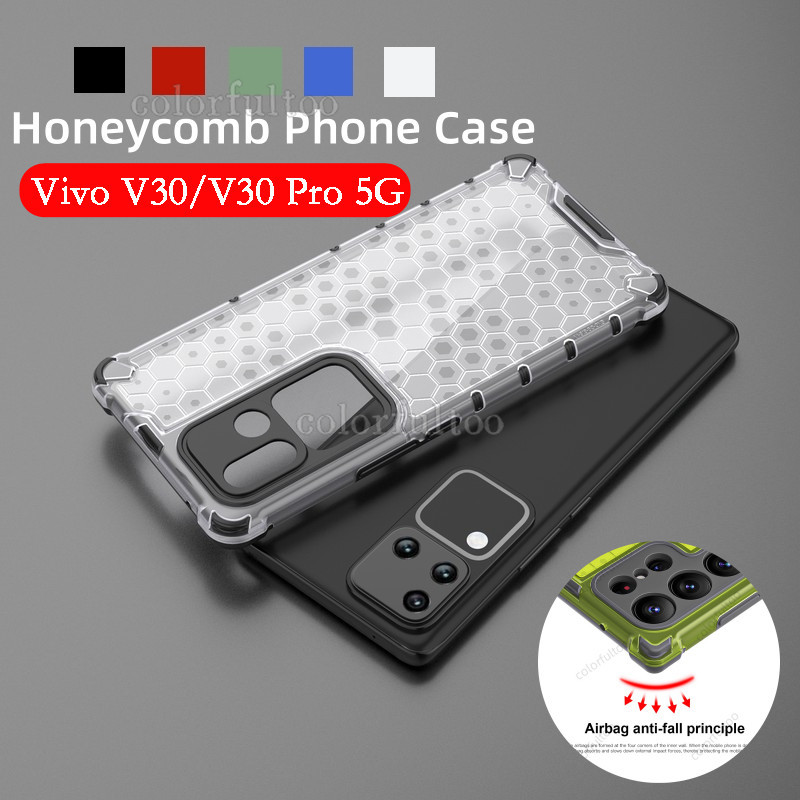 Vivo V30 5G รังผึ้งโปร่งใสเคสโทรศัพท์สําหรับ Vivo V50 V30 Pro V30Pro V 30 VivoV30 5G 2024 ถุงลมนิรภัยกันกระแทกเกราะปลอก Anti-fall กันชนป้องกัน Hard ฝาหลัง