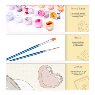 View Style พร้อมส่ง ระบายสีตามเลข เฟรมผ้าใบ ภาพวาดระบายสีตามตัวเลข 20*20cm ภาพระบายตามตัวเลข ที่ ภาพร่าง น้ำ ตัว เซตสี