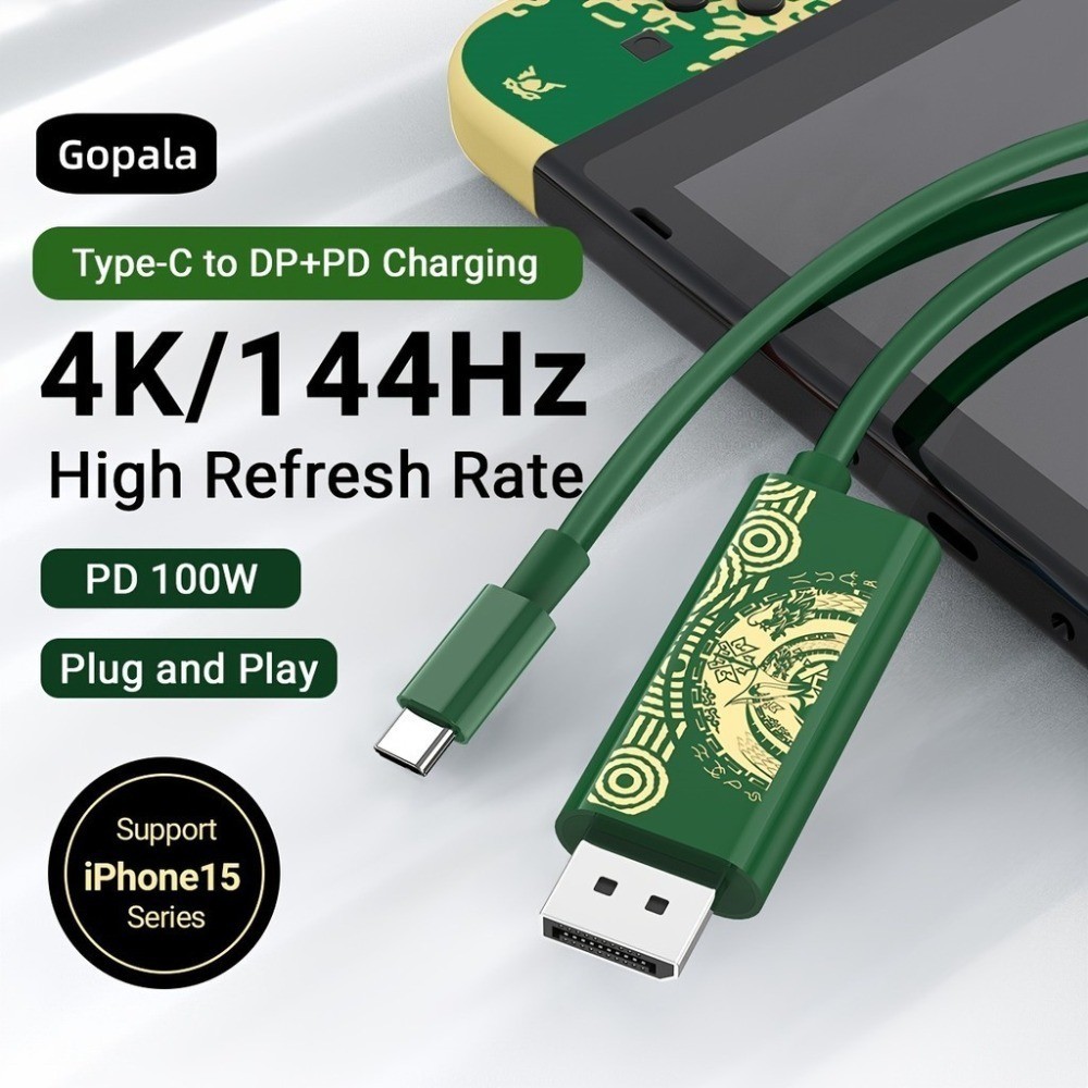 สายเคเบิลแปลงพอร์ต USB TYPE C เป็น 4K@144Hz สําหรับ Nintendo Switch &amp; Switch OLED / Lite DP พร้อมสวิตช์ PD 100W สําหรับ Steam Deck แล็ปท็อป